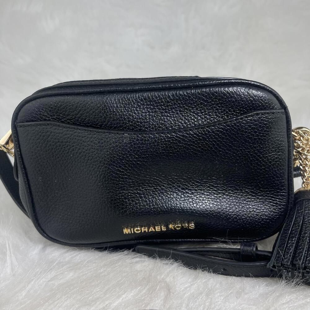 Michael Kors Black leather crossbody with gold hardware